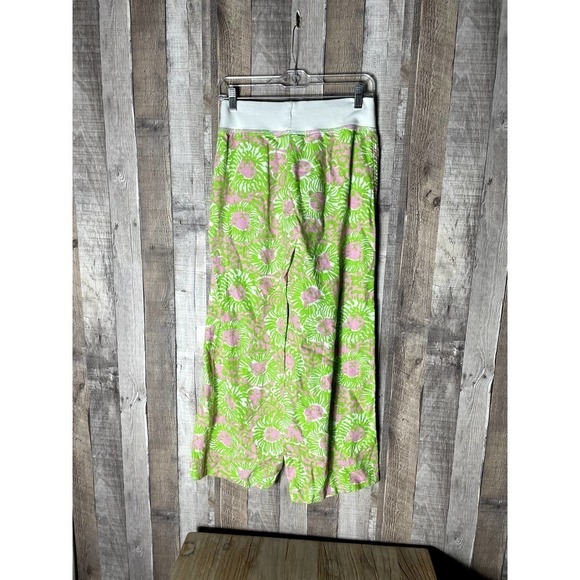 Lilly Pulitzer The Beach Sun Lions Green Pink Linen Pants XS - Picture 2 of 6